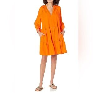 The Drop Caralynmirand Orange Ruffle Tiered Dress‎ Small